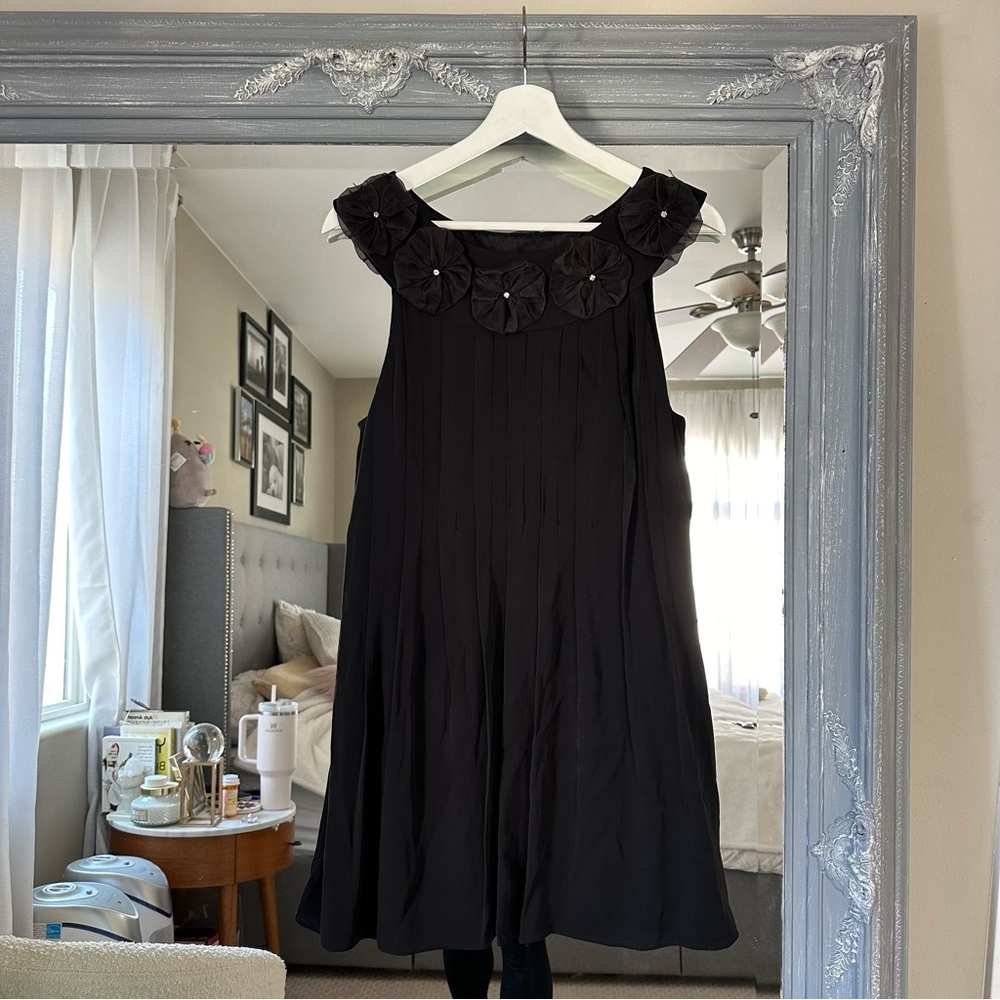 Alice + Olivia Black‎ Silk Floral Cocktail Mini Dress M